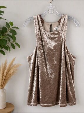 Porridge Anthropologie Jessie Champagne Velvet Swing Tank Sleeveless Top S